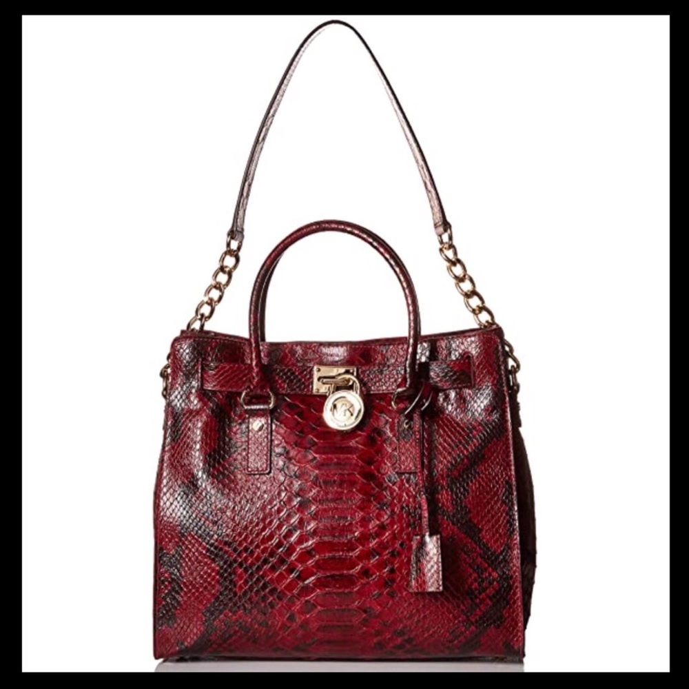 NWT Michael Kors Large Hamilton Snake Print Tote - Picture 3 of 14